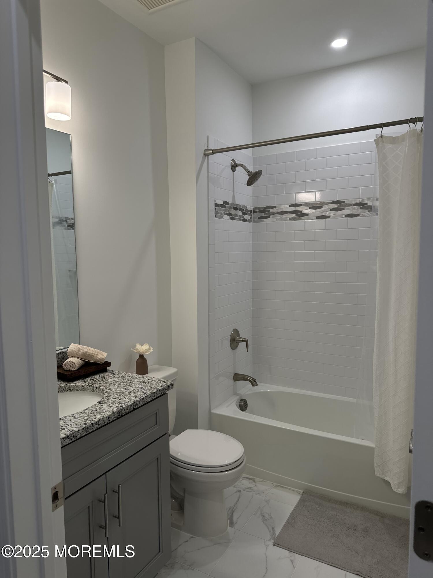 300 Prestige Road Brick, NJ 08723 - Photo 30 of 50 a bathroom with a granite countertop bathtub shower sink vanity and toilet