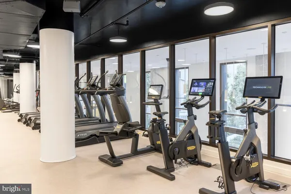 a view of a room with gym equipment