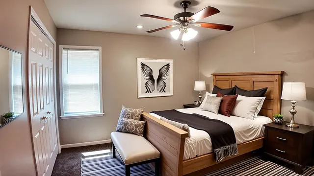 a bedroom with bed and a window