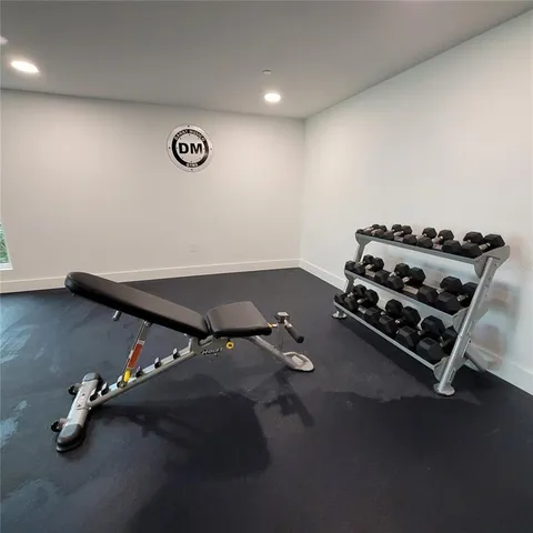 a room with gym equipment