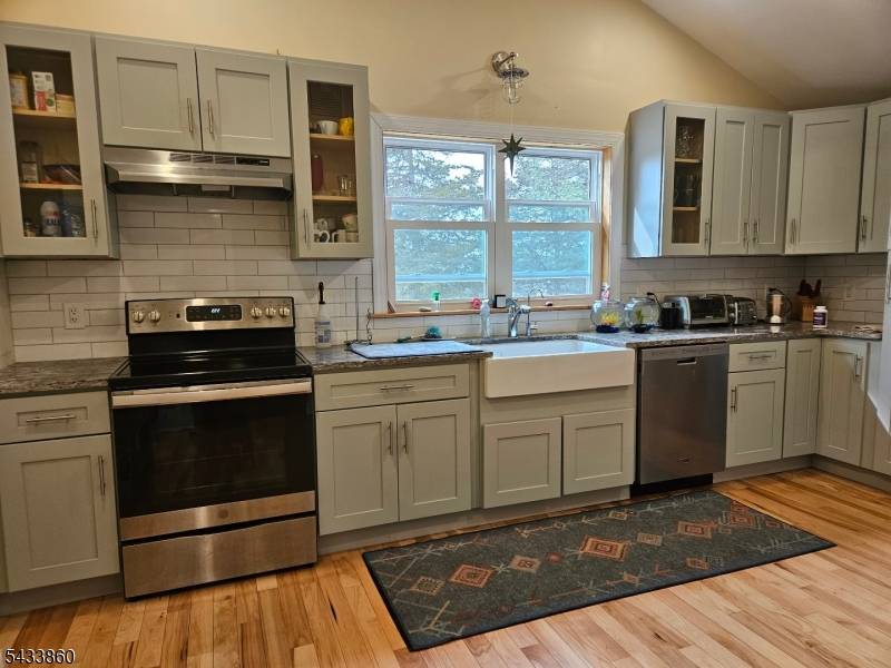 106 Lake Wallkill Road Vernon, NJ 07461 - Photo 9 of 24 a kitchen with a stove a sink and a microwave