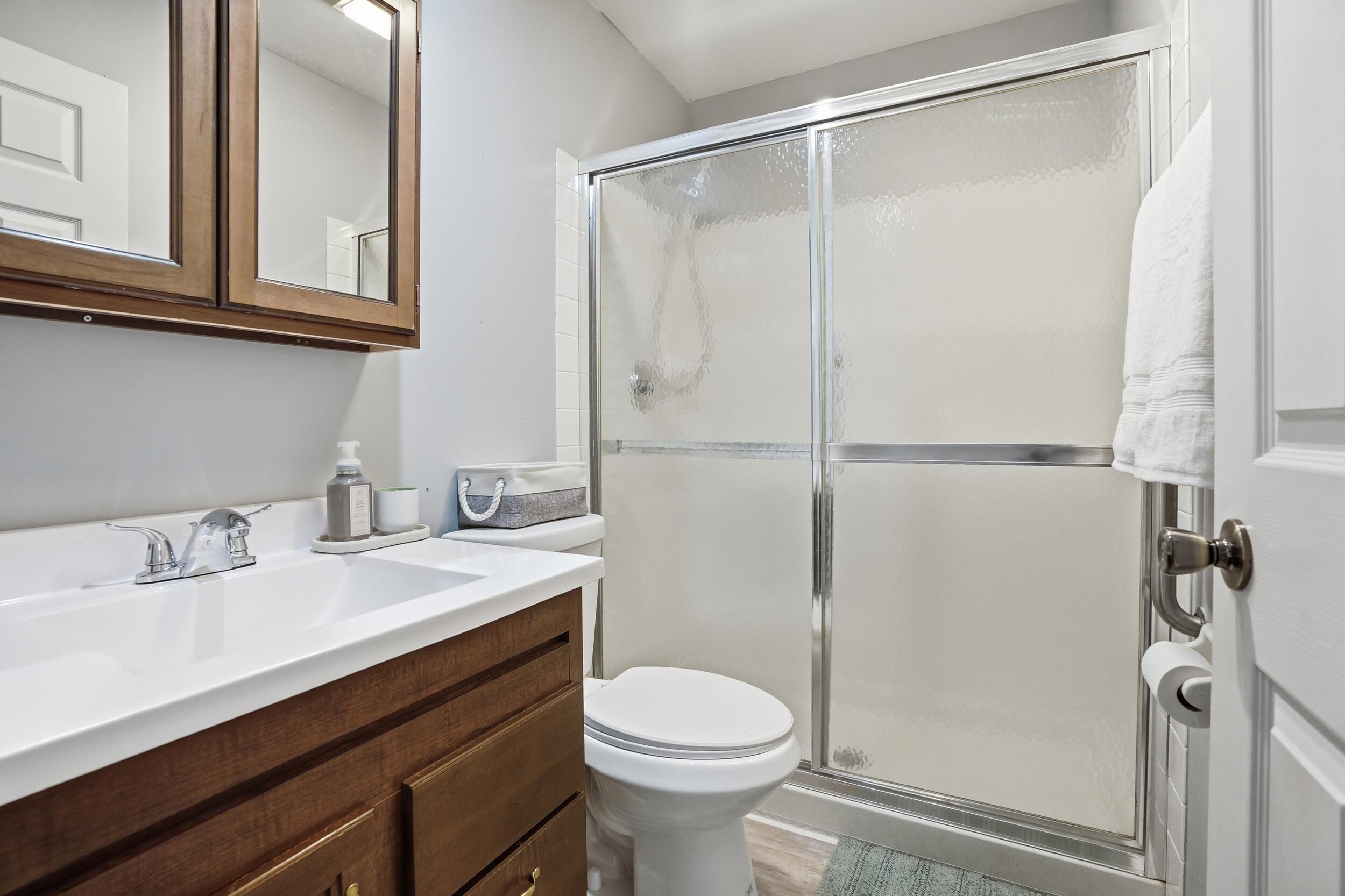 225 Clinton Street Lowell, IN 46356 - Photo 14 of 22 a bathroom with a sink vanity mirror and toilet