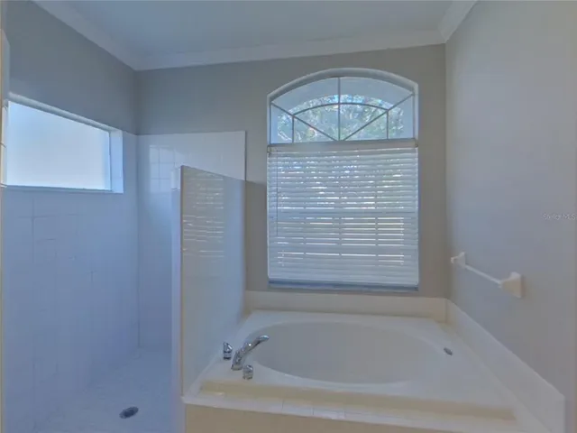 a bathroom with a bathtub