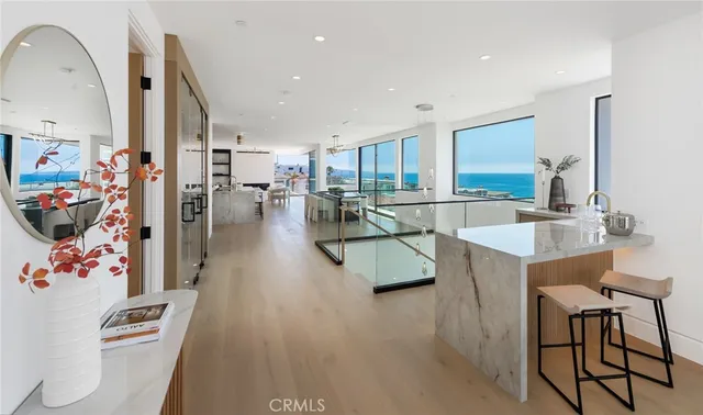 a close view of a sink and a refrigerator