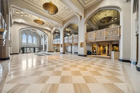 a view of a fireplace with a washer and dryer