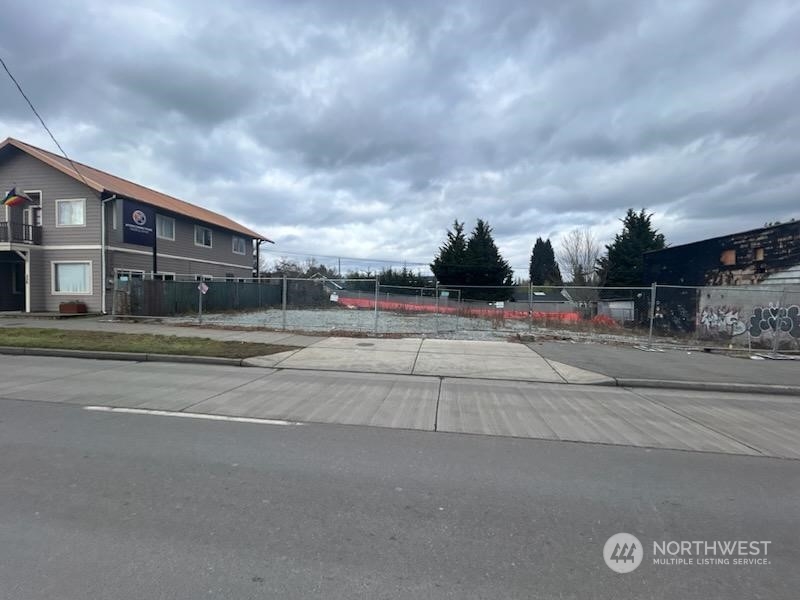 a view of city with train tracks