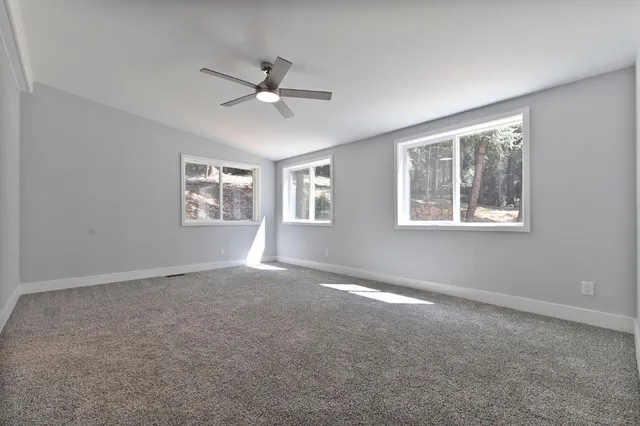 a view of an empty walk in closet
