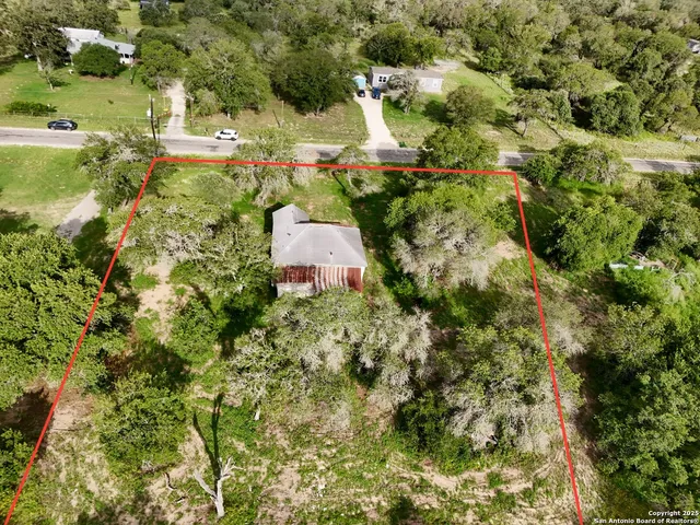 a backyard of a house with a yard and large trees