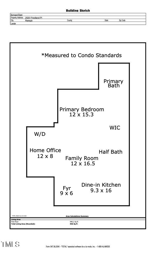 2520 Friedland Place, Unit 200 Raleigh, NC 27617 - Photo 30 of 30 2520-200 Friedland - Floor Plan