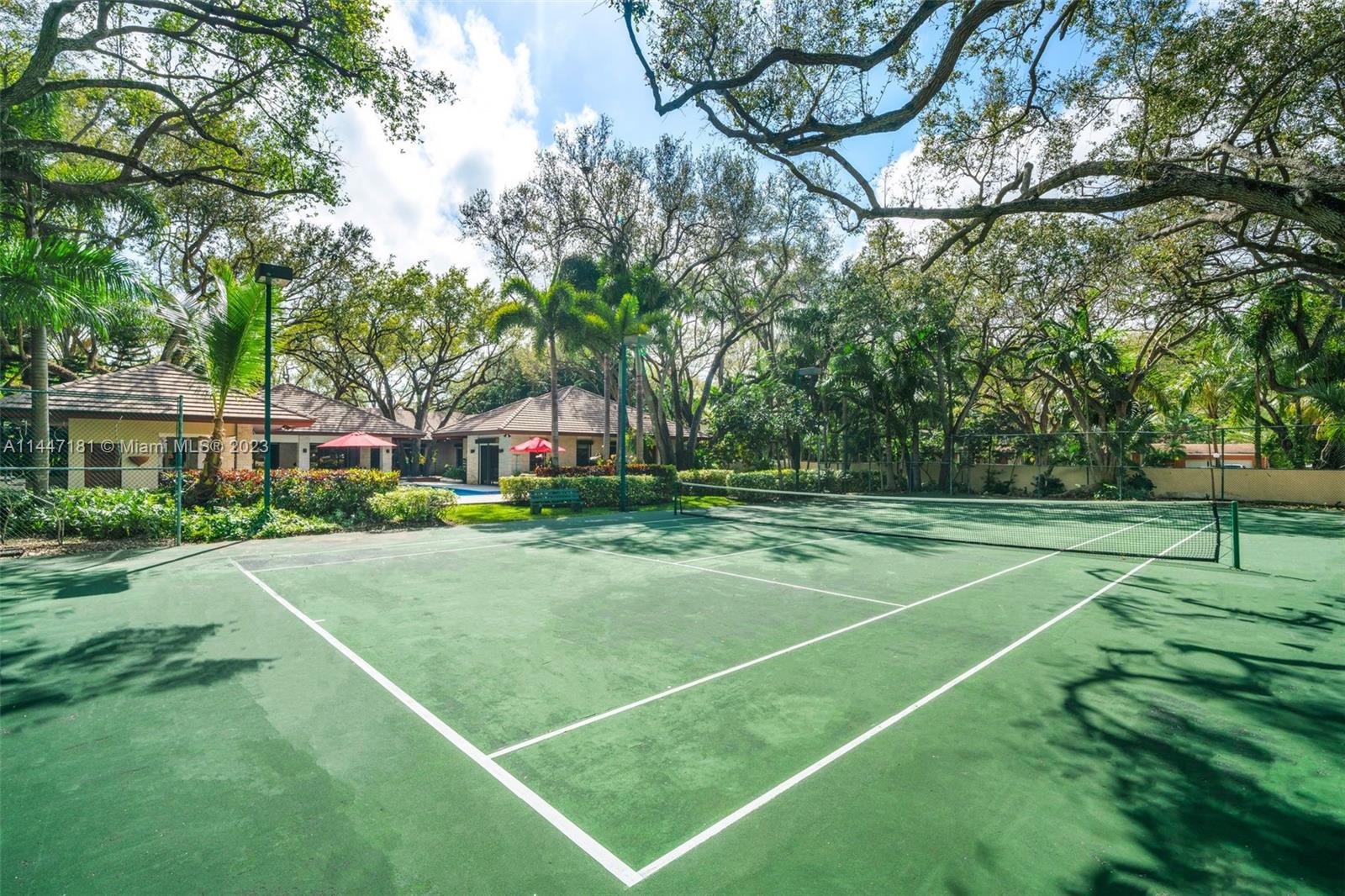 4875 Southwest 80th Street Miami, FL 33143 - Photo 42 of 52 a view of a tennis ground with large trees