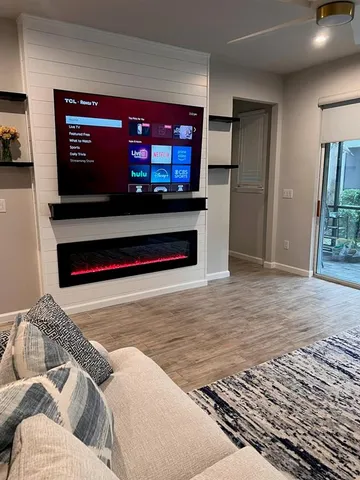 a living room with furniture