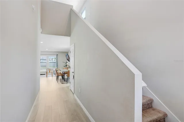 a view of a dinning room with furniture