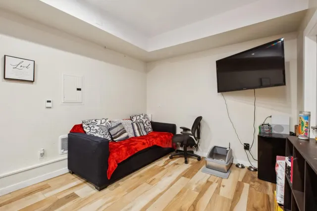 a view of parking garage with cars