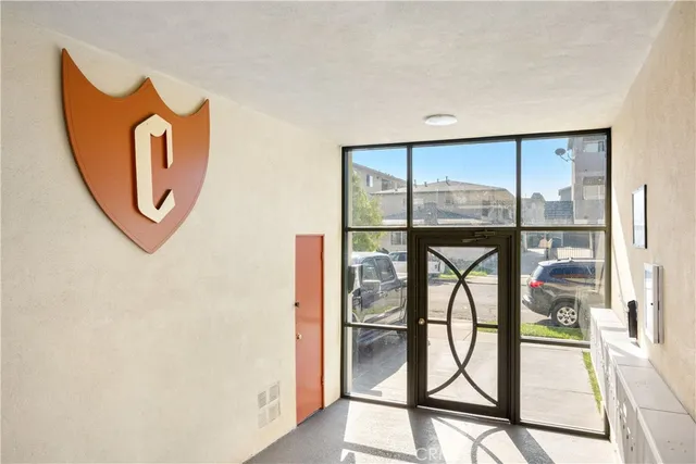 wooden floor with a glass door