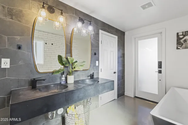 a view of table in a bathroom