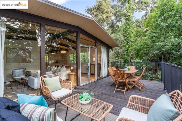 a view of a patio on the roof deck