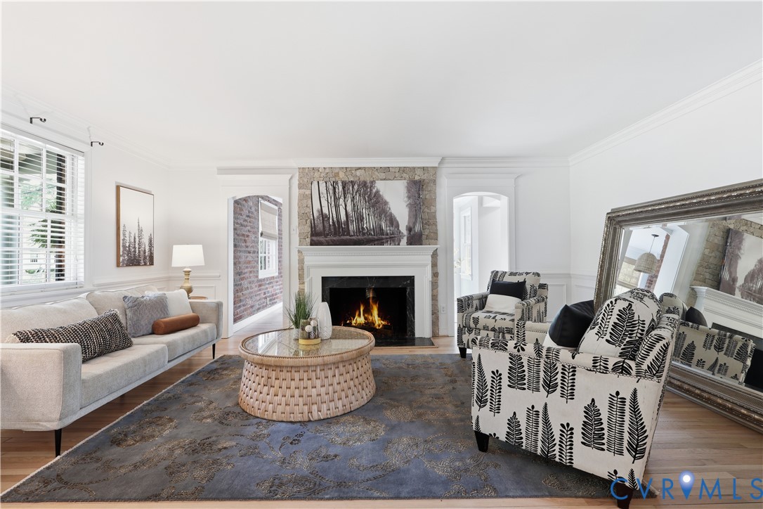 103 Berkshire Road Richmond, VA 23221 - Photo 5 of 48 Formal Living Room, Stacked Stone, Fireplace, Mold
