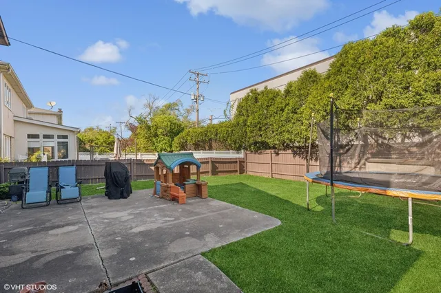 a view of a park with slide
