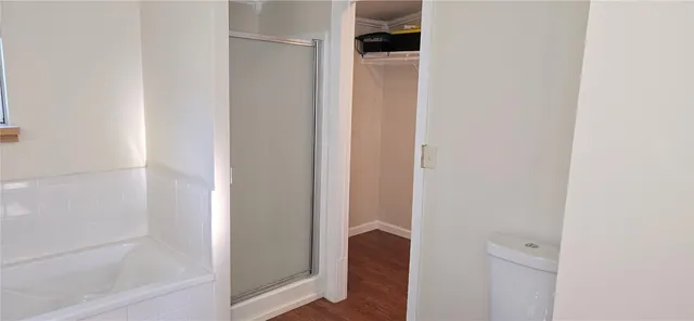 a bathroom with a bathtub