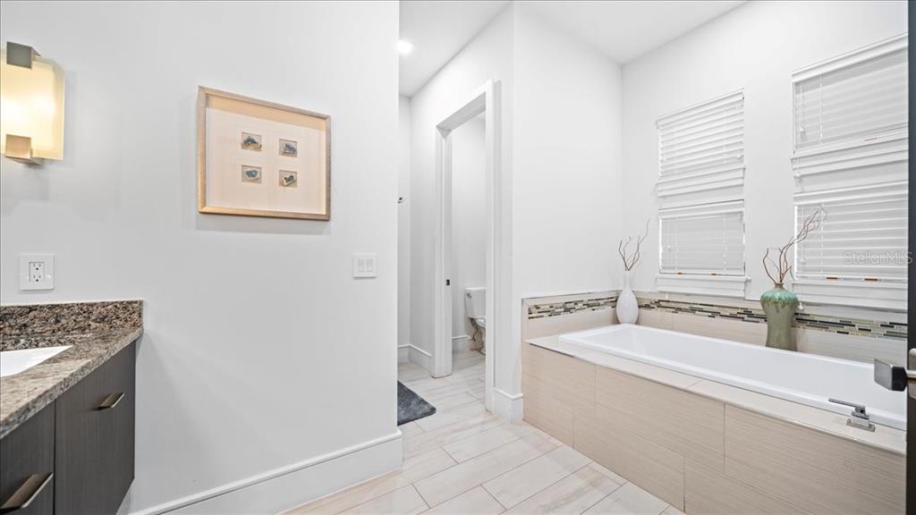 331 Muirfield Loop Reunion, FL 34747 - Photo 89 of 100 a spacious bathroom with a tub sink and mirror