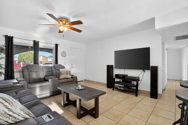 a living room with furniture
