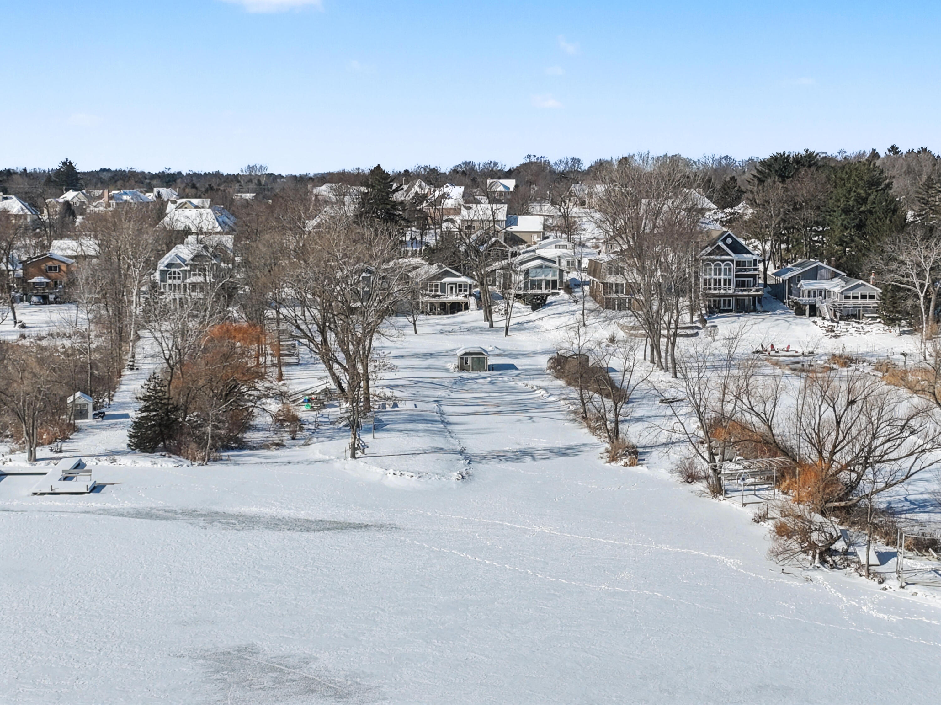 2135 West Shore Drive Delafield, WI 53018 - Photo 41 of 49 Shared Pier - aerial view