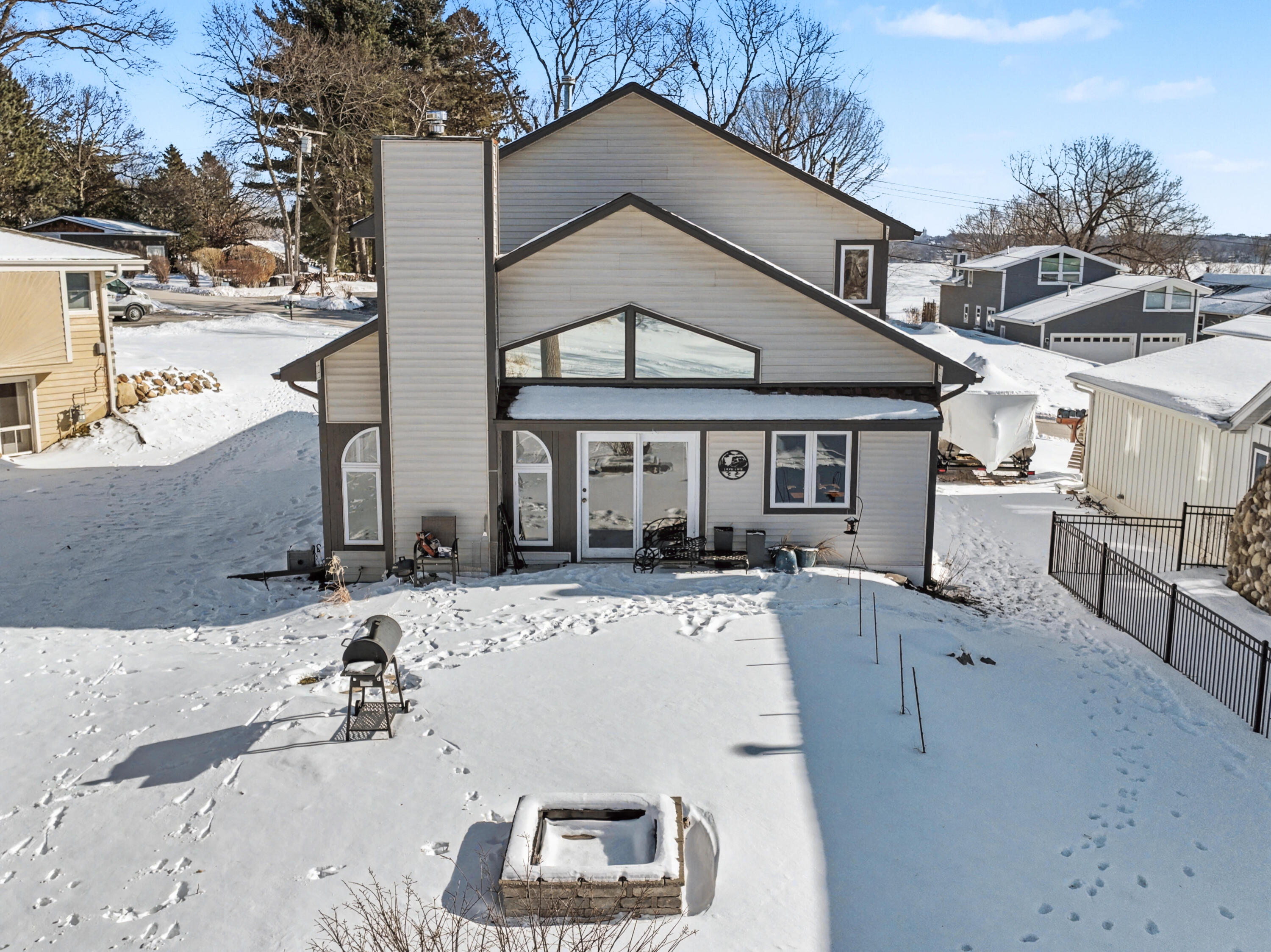 2135 West Shore Drive Delafield, WI 53018 - Photo 6 of 49 Backyard with firepit