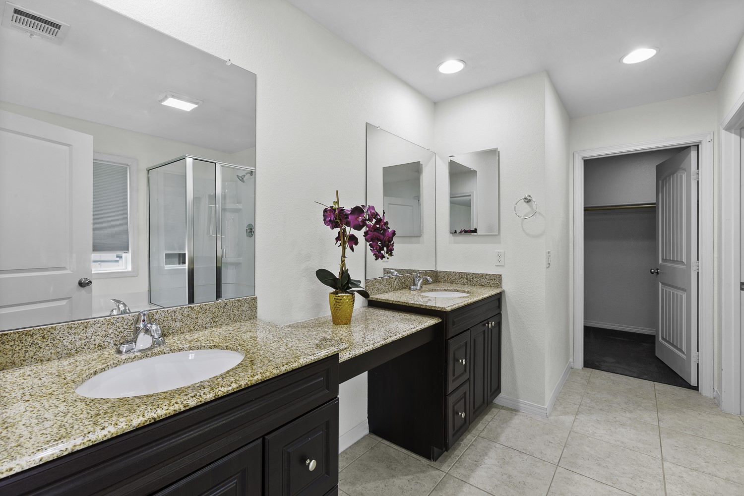 Undisclosed Address Austin, TX 78747 - Photo 14 of 28 a bathroom with a granite countertop sink and a mirror