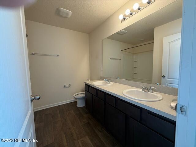 828 Morgans Treasure Road St. Augustine, FL 32084 - Photo 19 of 21 a bathroom with a granite countertop sink a toilet and a mirror