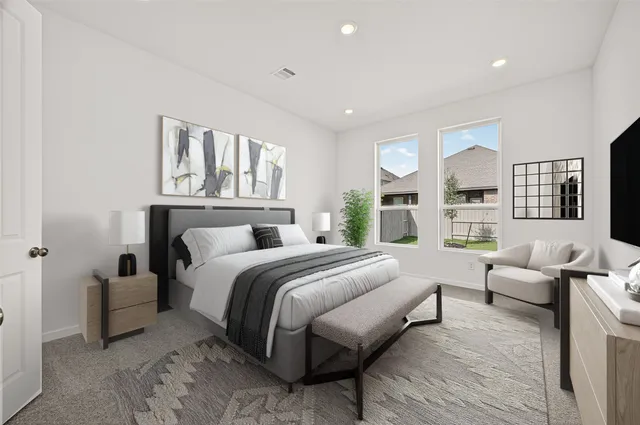 an empty room with windows