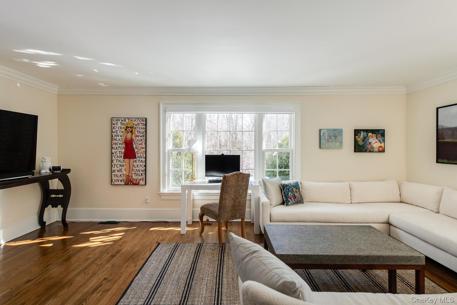 33 Pells Road Rhinebeck, NY 12572 - Photo 23 of 50 a living room with furniture a window and a flat screen tv