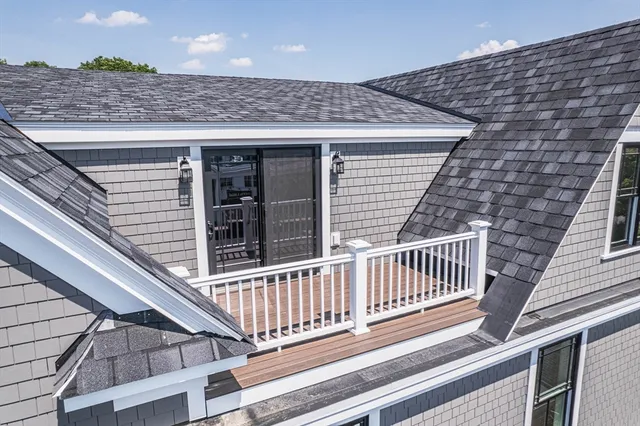 a view of a balcony with deck