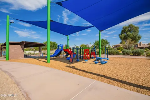 an outdoor space with seating