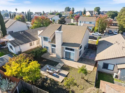 an aerial view of a house