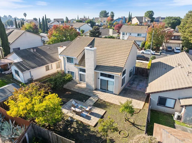 an aerial view of a house