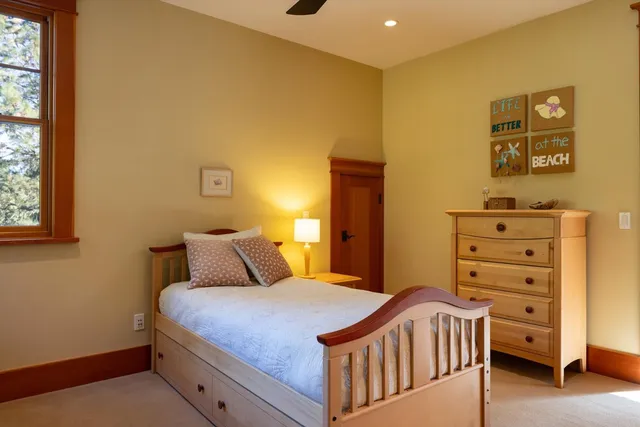 a workspace with furniture and a window