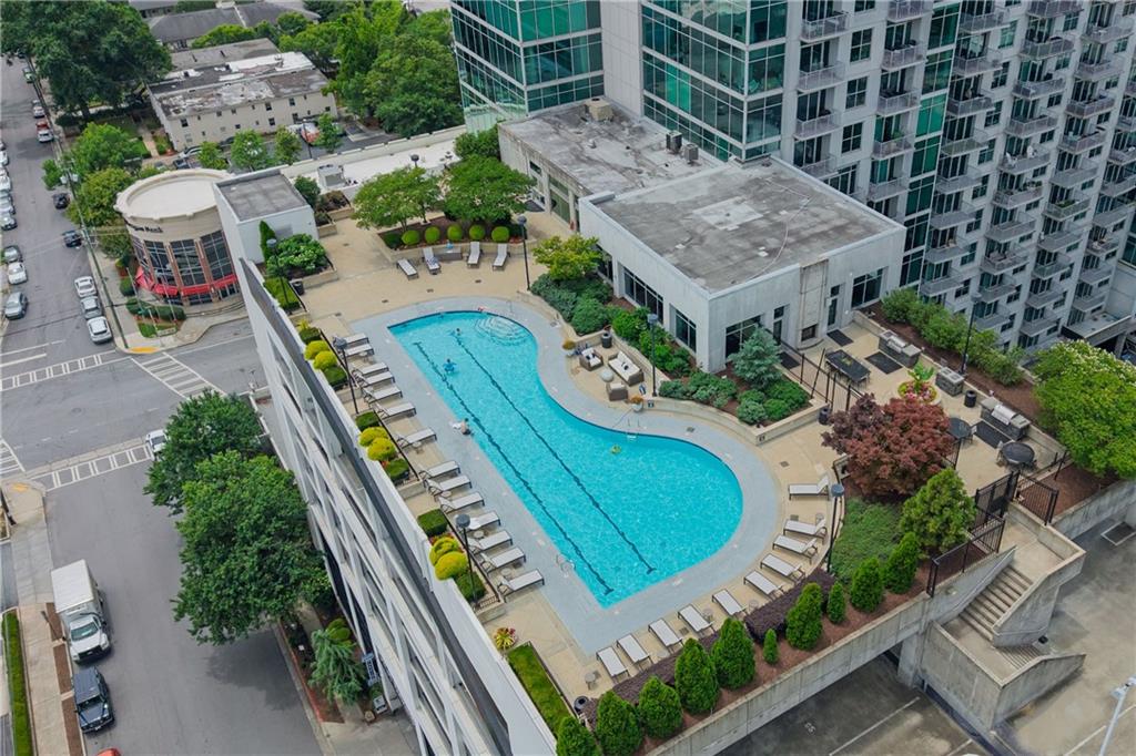 250 Pharr Road Northeast, Unit 606 Atlanta, GA 30305 - Photo 24 of 31 an aerial view of a house with a garden