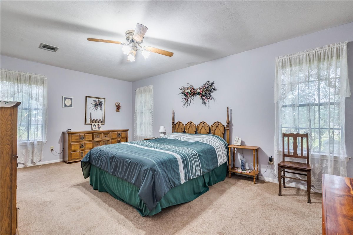 1704 Buttercup Road Pflugerville, TX 78660 - Photo 19 of 37 Well-lit sleeping quarters with a ceiling fan for comfort, offering ample space and peaceful views.
