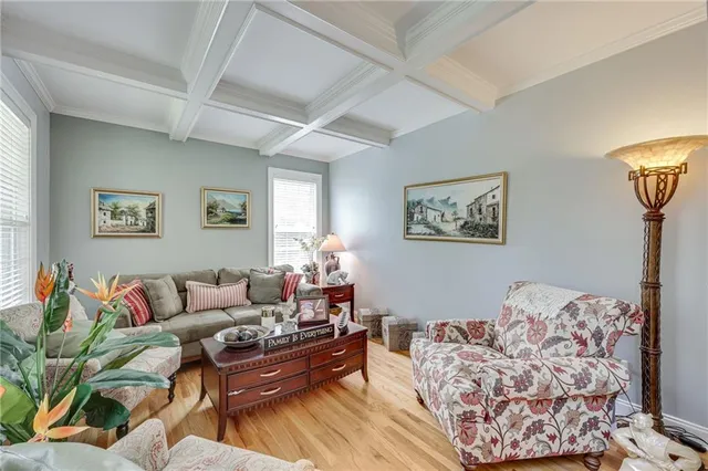 a living room with furniture and a couch