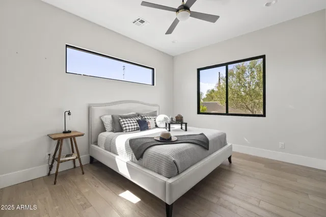 an aerial view of a highlighted house