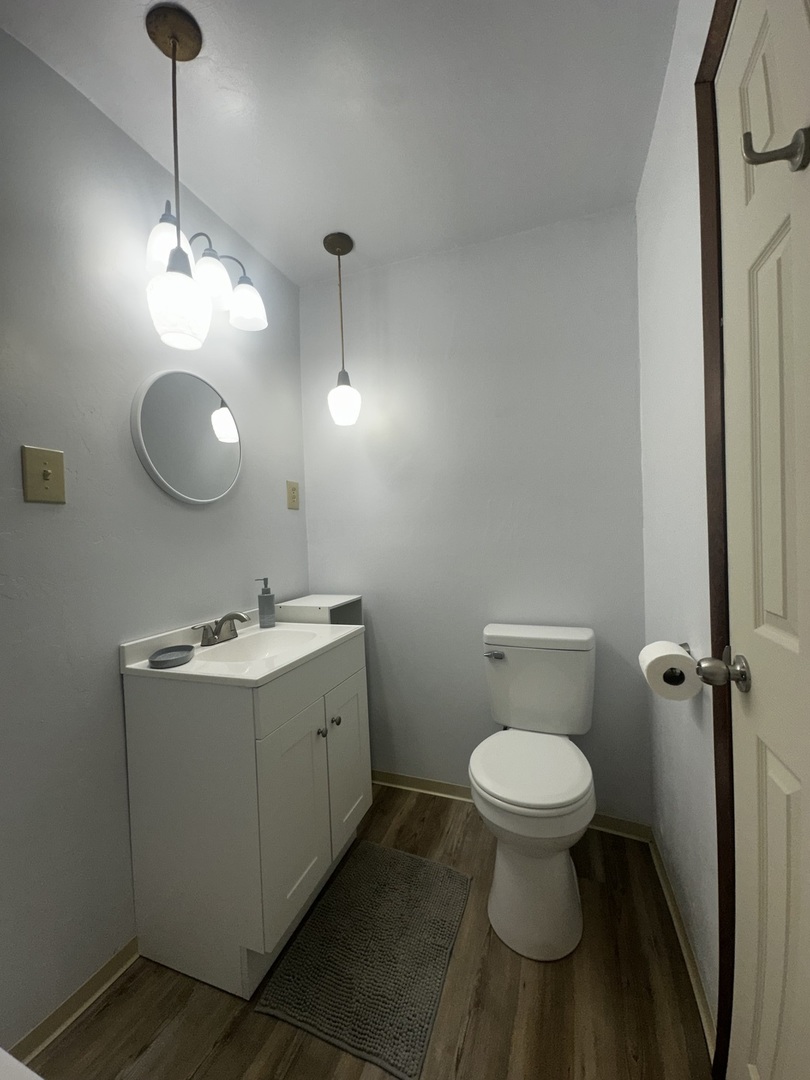 213 North Peoria Street Gilman, IL 60938 - Photo 20 of 44 a bathroom with a toilet sink and a mirror