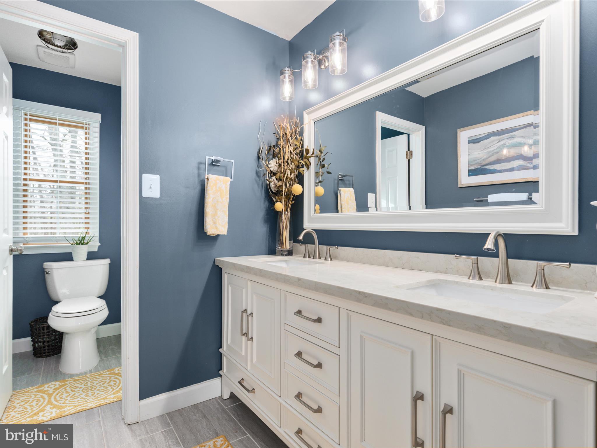 20299 Mustoe Place Ashburn, VA 20147 - Photo 26 of 45 a bathroom with a double vanity sink and a toilet