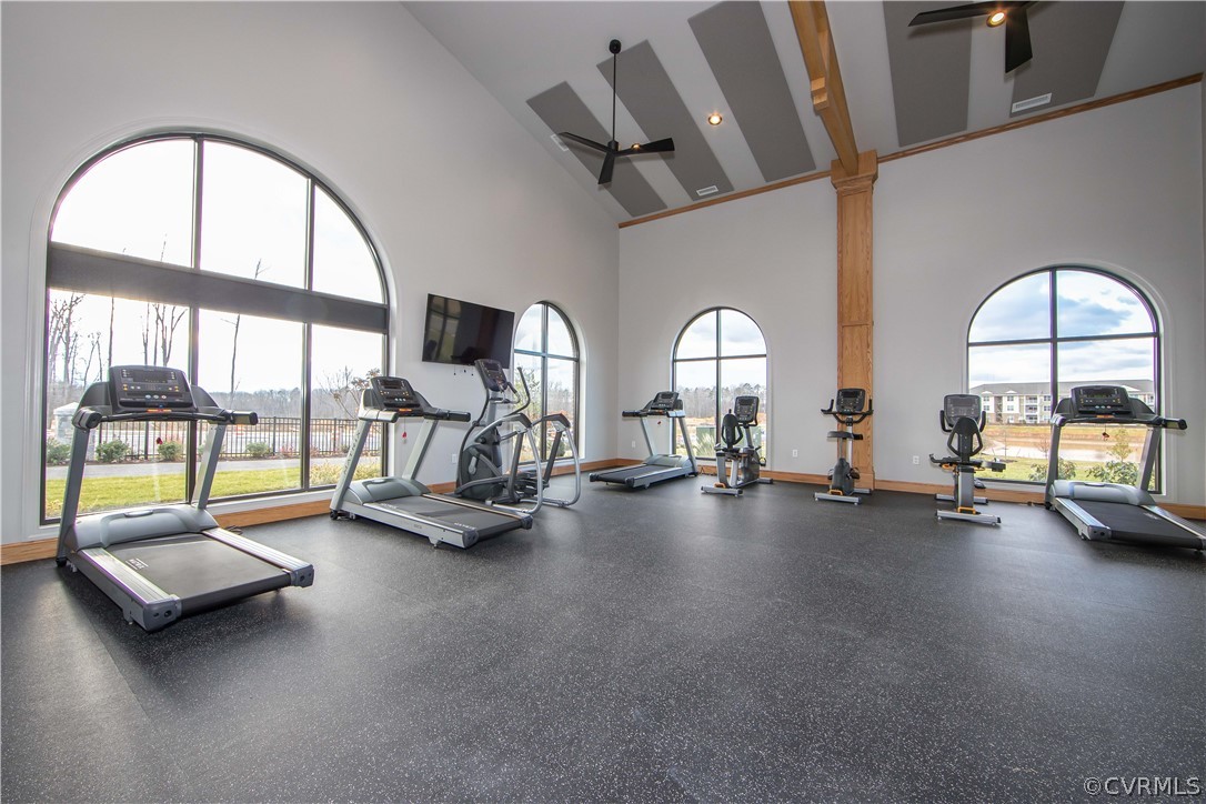 14112 Millpointe Road, Unit 4C Midlothian, VA 23114 - Photo 16 of 18 a view of a room with gym equipment and a large window