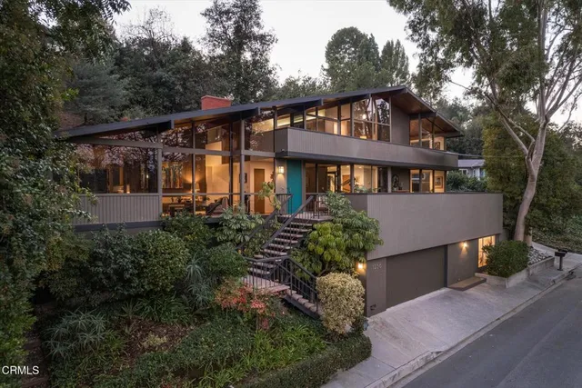 a view of a lake with sitting area