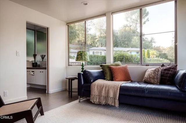 a view of a house with a large window