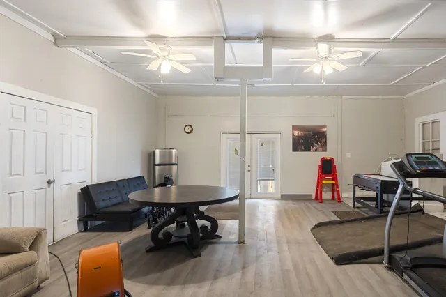 a bathroom with a bathtub and shower