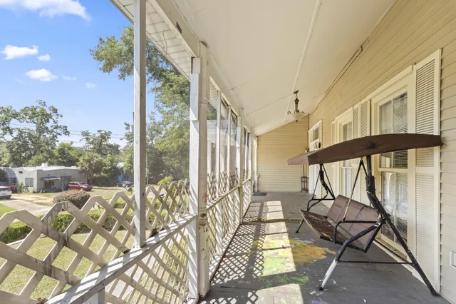 a view of an outdoor space with seating area