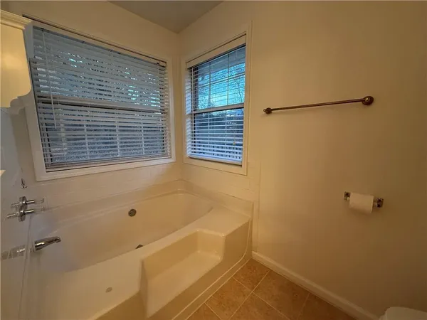 a bathroom with a bathtub
