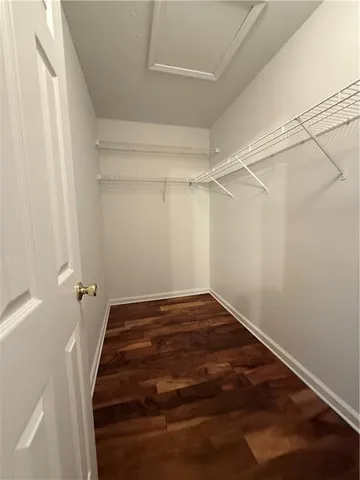 a view of a room with racks on the wall