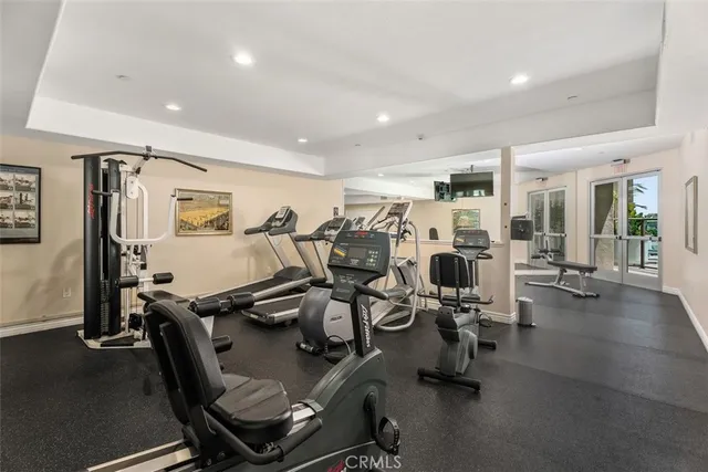 a view of a room with gym equipment